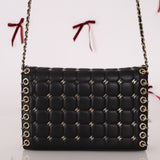 Chanel 2015 Lambskin Chocolate Bar Piercing CC Studded Mini Full Flap - FashioNica