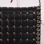 Chanel 2015 Lambskin Chocolate Bar Piercing CC Studded Mini Full Flap - FashioNica