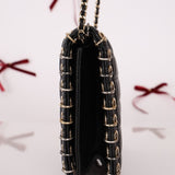 Chanel 2015 Lambskin Chocolate Bar Piercing CC Studded Mini Full Flap - FashioNica