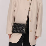 Chanel 2015 Lambskin Chocolate Bar Piercing CC Studded Mini Full Flap - FashioNica