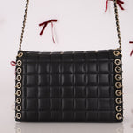 Chanel 2015 Lambskin Chocolate Bar Piercing CC Studded Mini Full Flap - FashioNica
