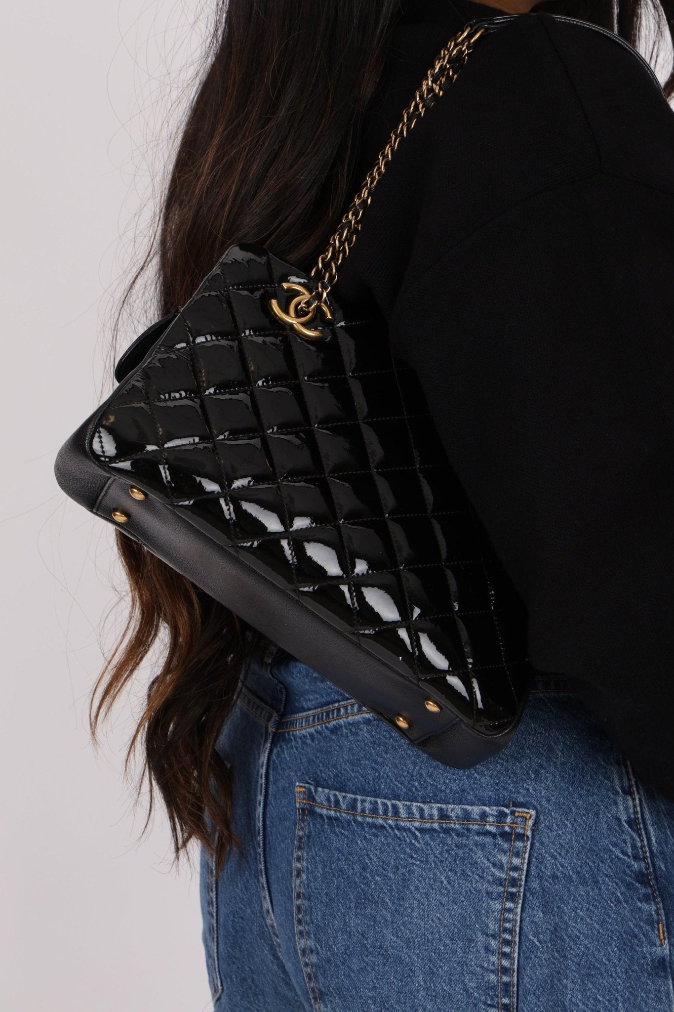 Chanel 2015 Patent Chain Grommet CC Tote - FashioNica