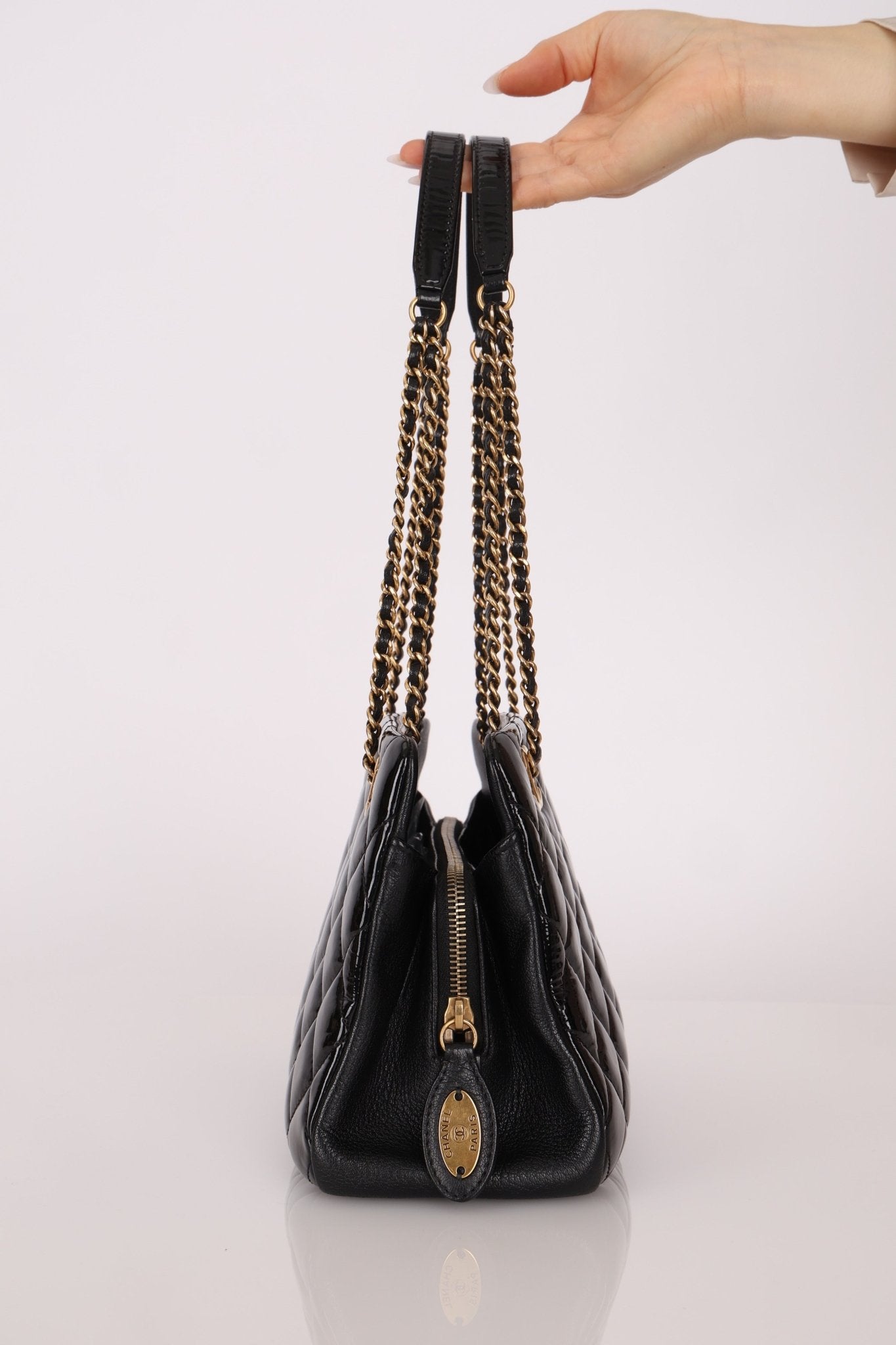 Chanel 2015 Patent Chain Grommet CC Tote - FashioNica