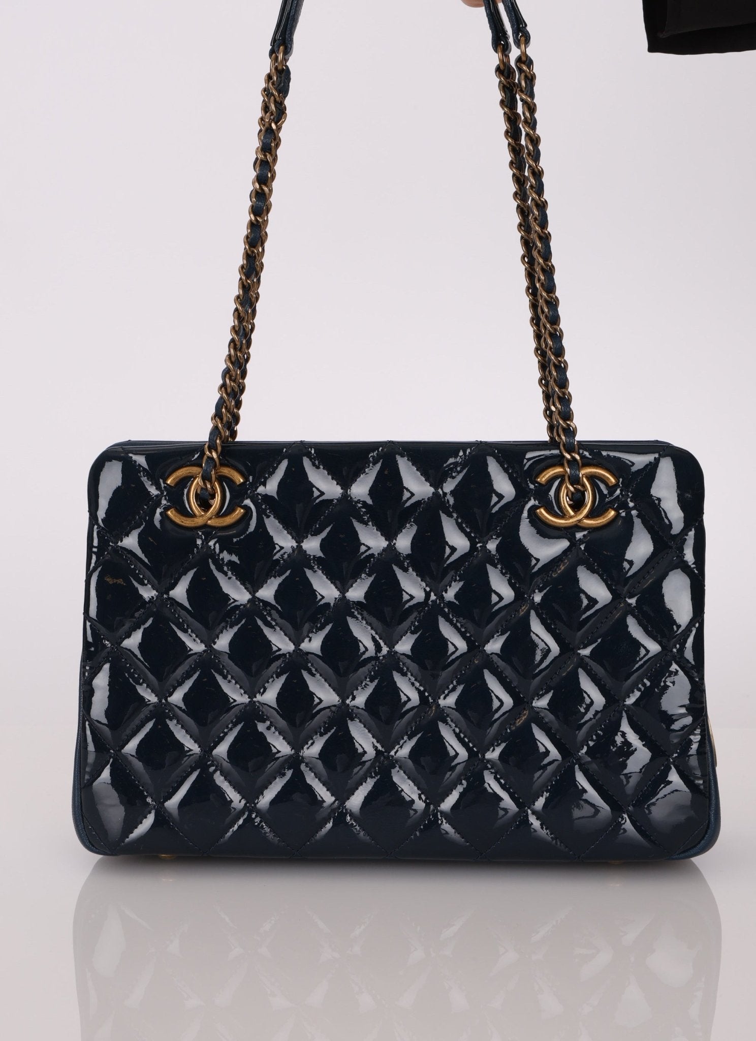 Chanel 2015 Patent Goatskin Eyelet Tote - FashioNica
