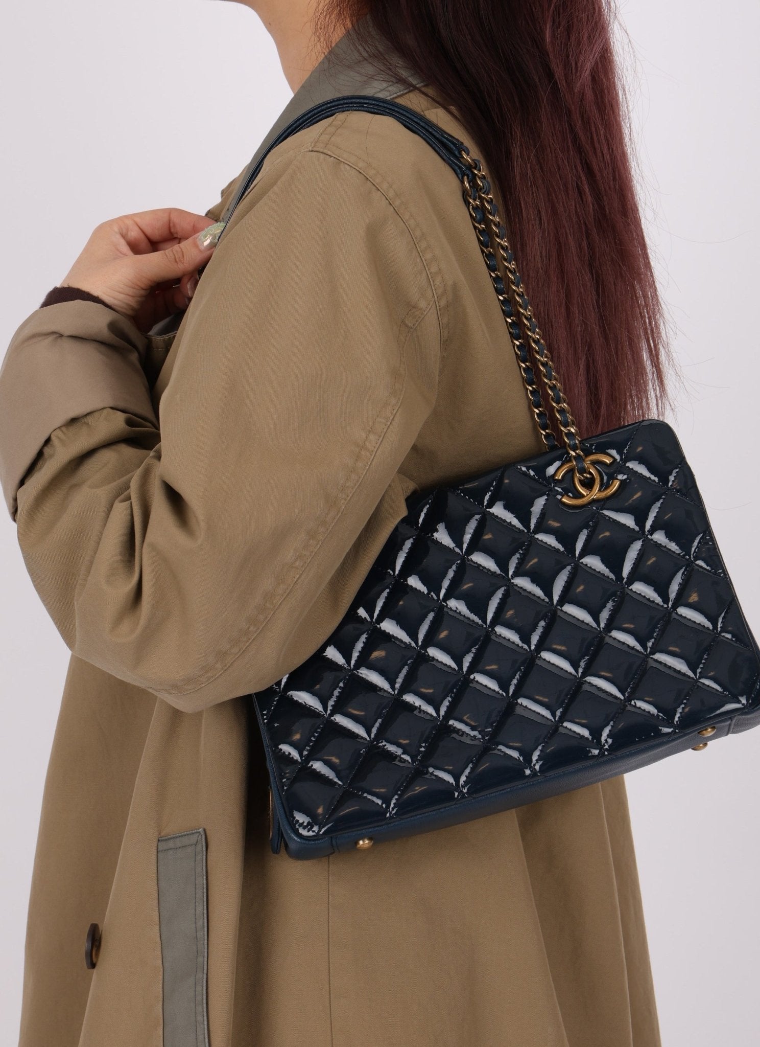 Chanel 2015 Patent Goatskin Eyelet Tote - FashioNica