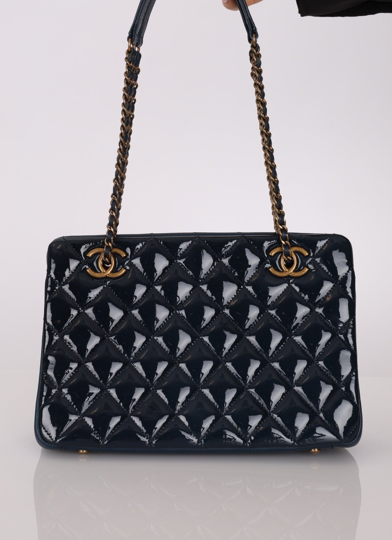 Chanel 2015 Patent Goatskin Eyelet Tote - FashioNica
