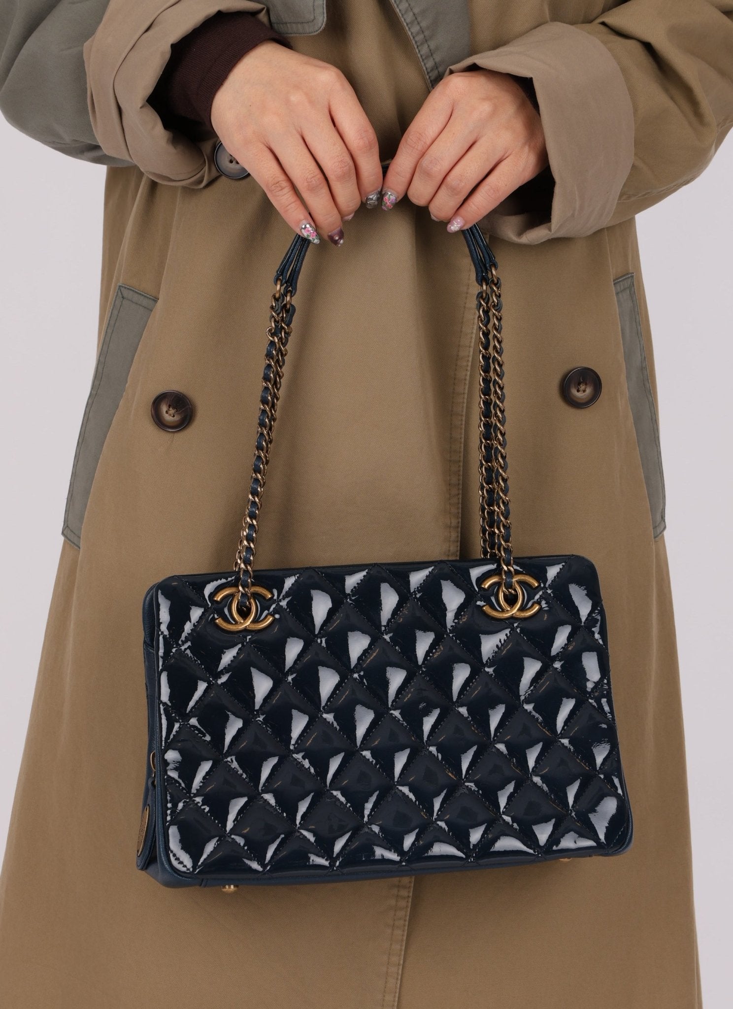 Chanel 2015 Patent Goatskin Eyelet Tote - FashioNica