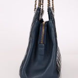 Chanel 2015 Patent Goatskin Medium Navy CC Eyelet Tote - FashioNica