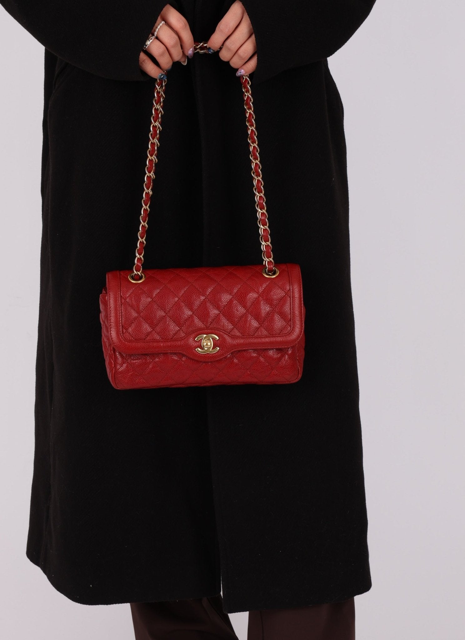 Chanel 2015 Red Caviar Paris Single Flap - FashioNica