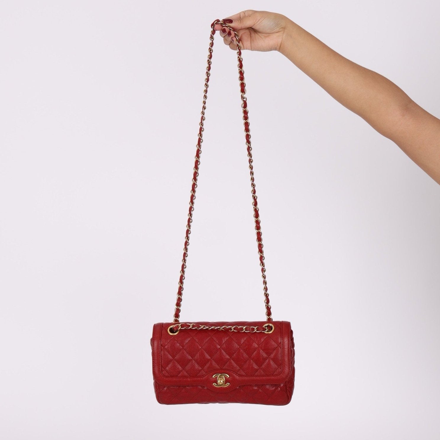 Chanel 2015 Red Caviar Paris Single Flap - FashioNica