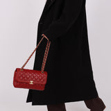 Chanel 2015 Red Caviar Paris Single Flap - FashioNica