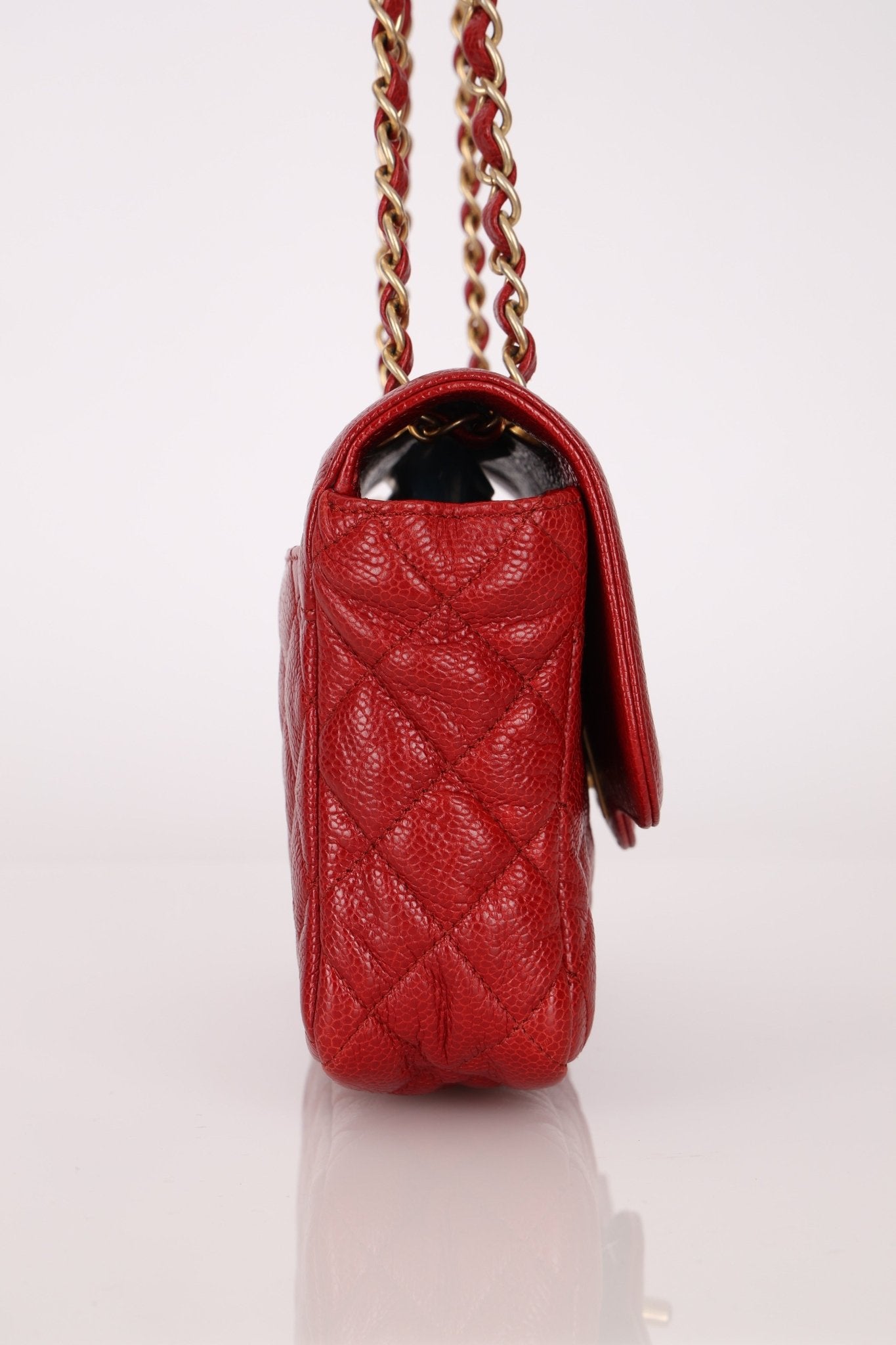 Chanel 2015 Red Caviar Paris Square Single Flap - FashioNica