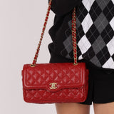 Chanel 2015 Red Caviar Paris Square Single Flap - FashioNica