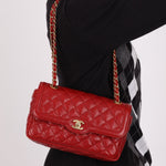 Chanel 2015 Red Caviar Paris Square Single Flap - FashioNica
