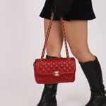 Chanel 2015 Red Caviar Paris Square Single Flap - FashioNica