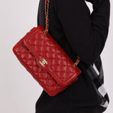Chanel 2015 Red Caviar Paris Square Single Flap - FashioNica