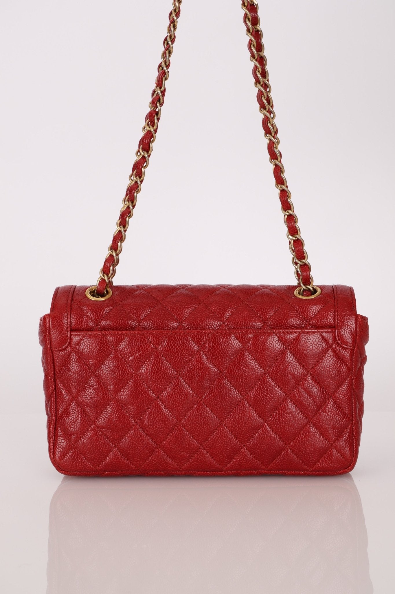 Chanel 2015 Red Caviar Paris Square Single Flap - FashioNica