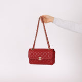 Chanel 2015 Red Caviar Paris Square Single Flap - FashioNica