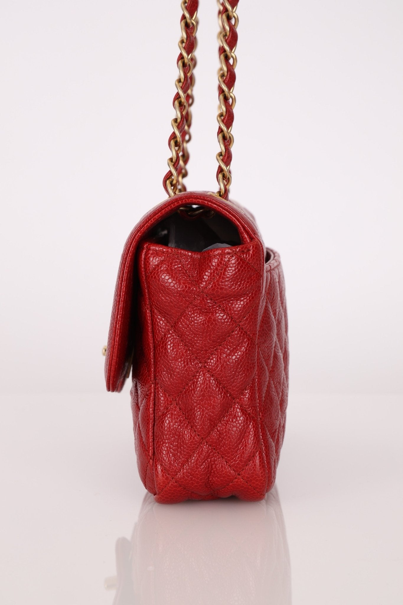 Chanel 2015 Red Caviar Paris Square Single Flap - FashioNica