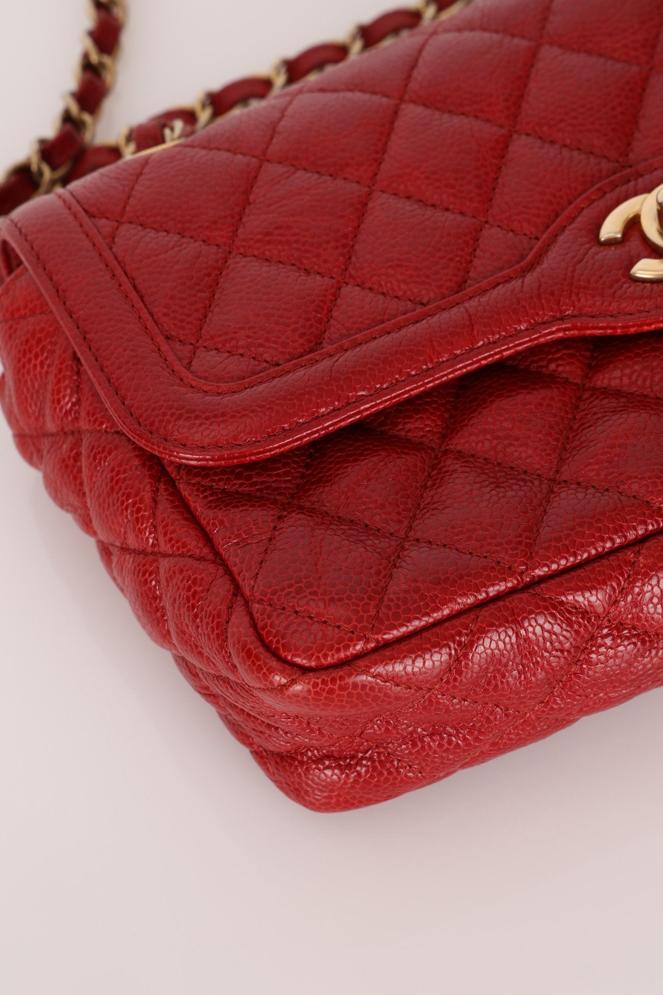 Chanel 2015 Red Caviar Paris Square Single Flap - FashioNica