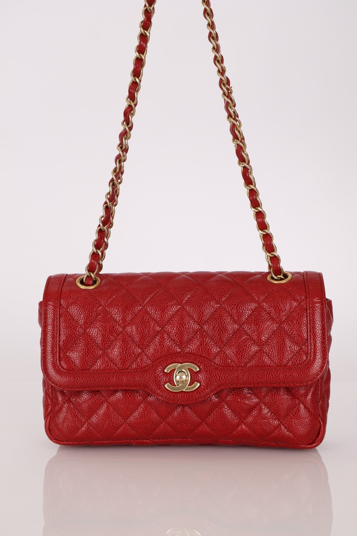 Chanel 2015 Red Caviar Paris Square Single Flap - FashioNica
