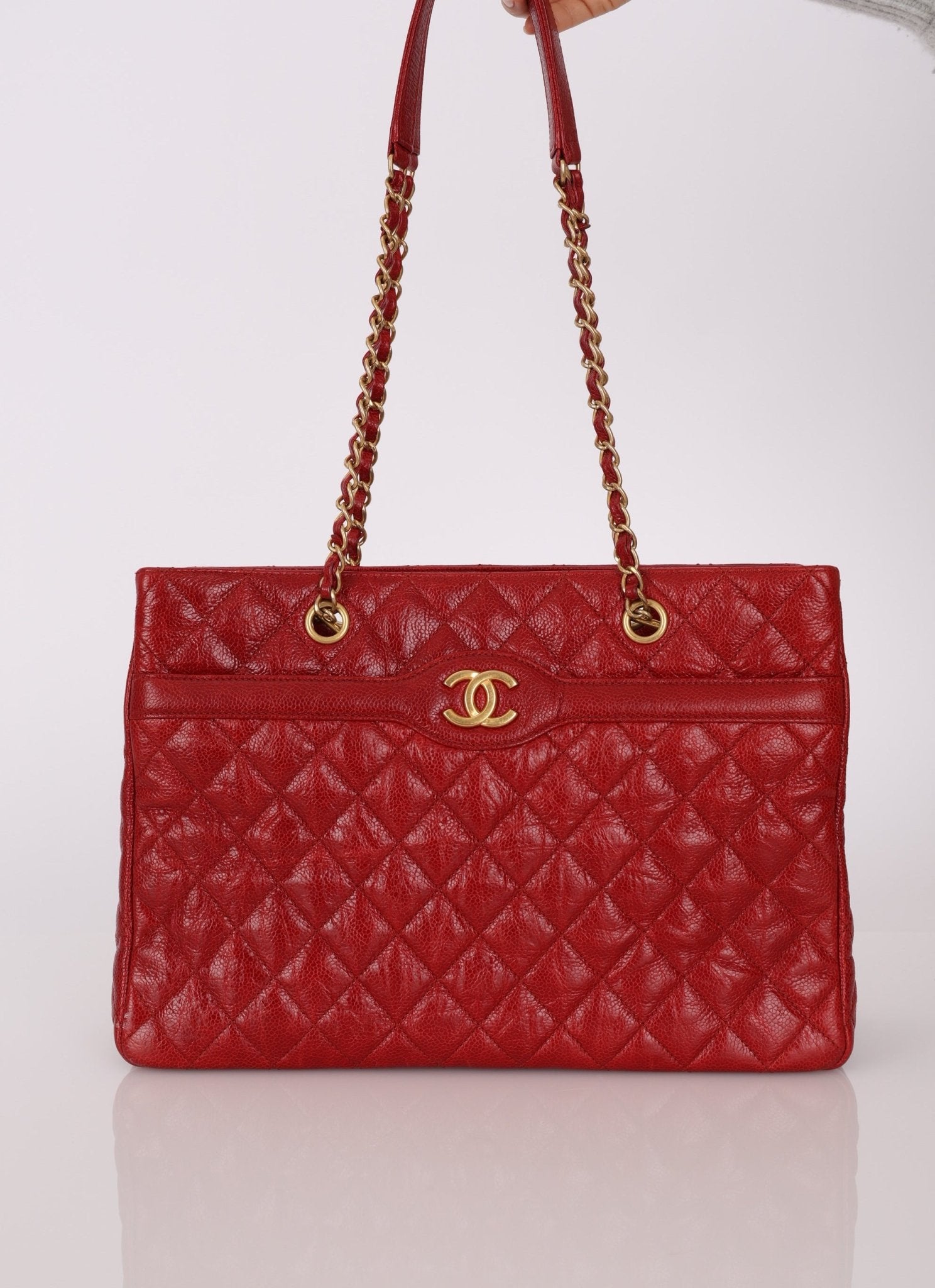 Chanel 2015 Red Caviar Paris Tote Bag - FashioNica