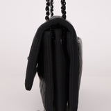 Chanel 2015 So Black Grograin Border Flap Bag - FashioNica