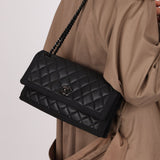 Chanel 2015 So Black Grograin Border Flap Bag - FashioNica