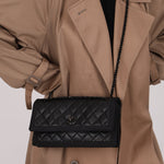 Chanel 2015 So Black Grograin Border Flap Bag - FashioNica