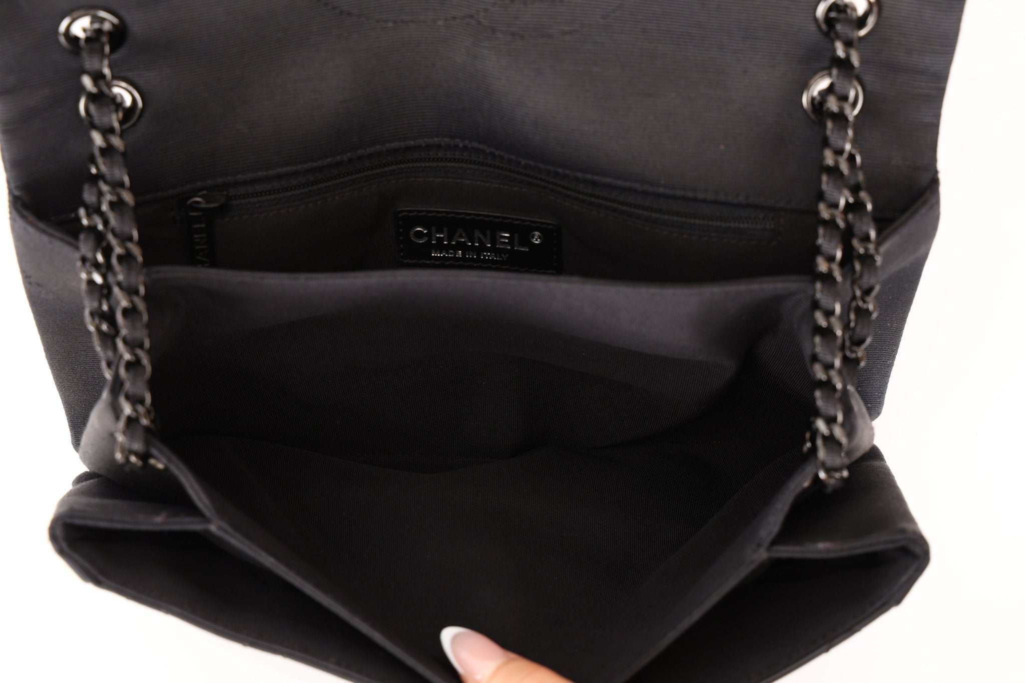 Chanel 2015 So Black Grograin Border Flap Bag - FashioNica