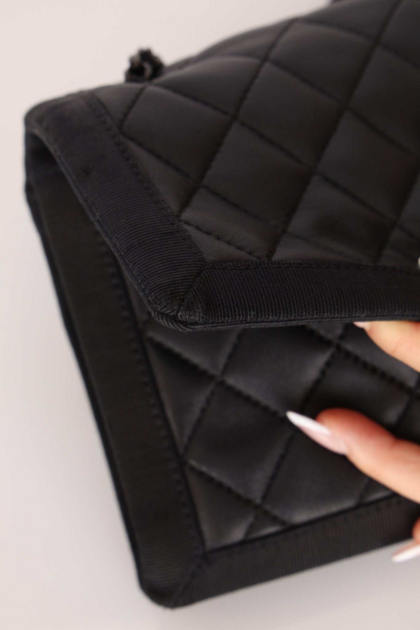 Chanel 2015 So Black Grograin Border Flap Bag - FashioNica