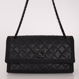Chanel 2015 So Black Grograin Border Flap Bag - FashioNica