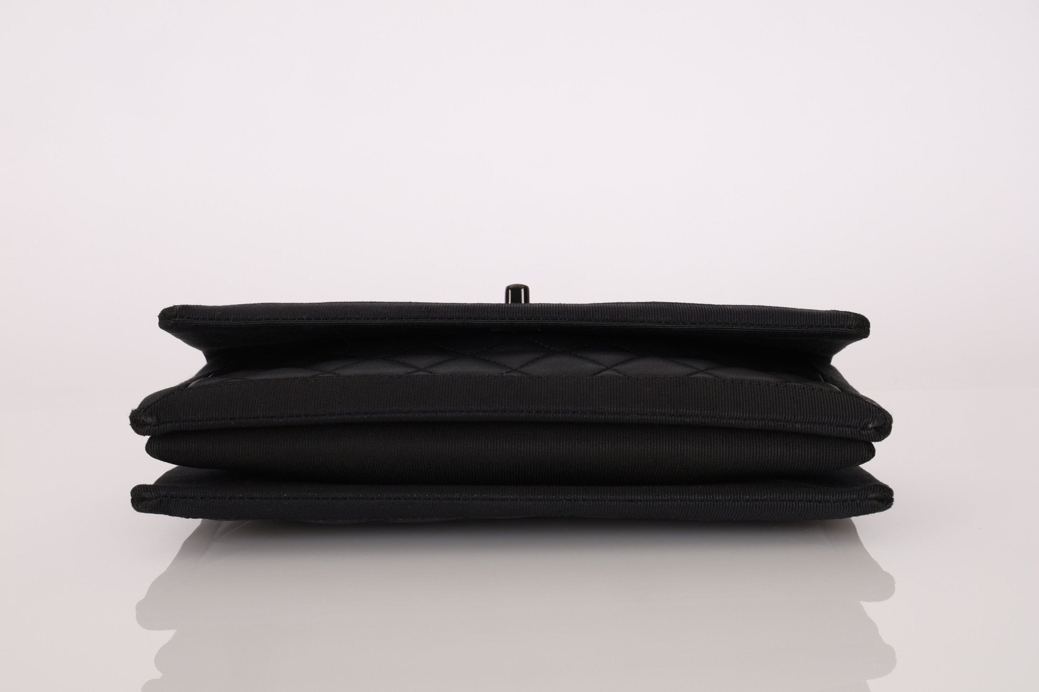 Chanel 2015 So Black Grograin Border Flap Bag - FashioNica