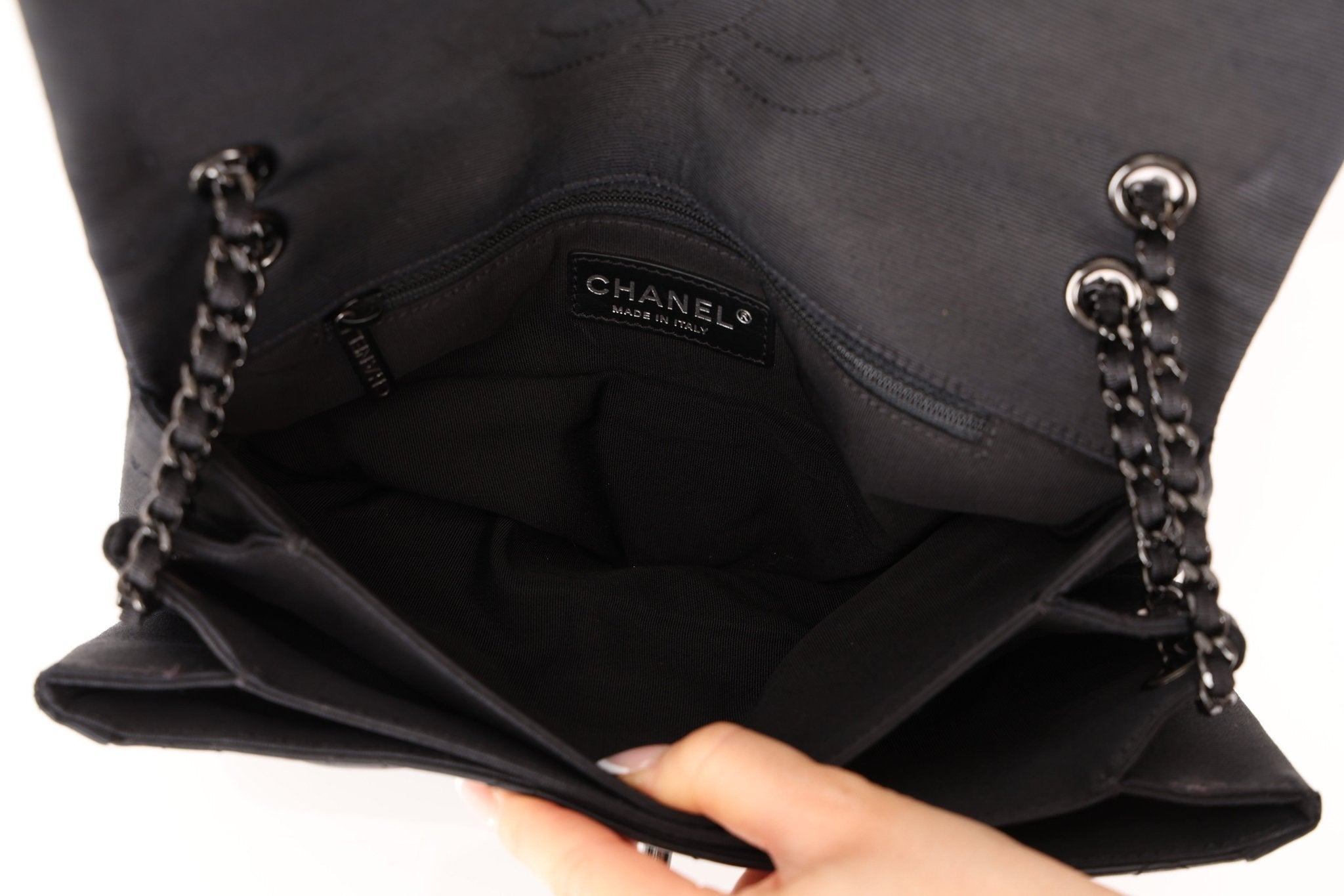Chanel 2015 So Black Grograin Border Flap Bag - FashioNica