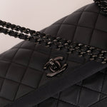 Chanel 2015 So Black Grograin Border Flap Bag - FashioNica
