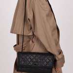 Chanel 2015 So Black Grograin Border Flap Bag - FashioNica