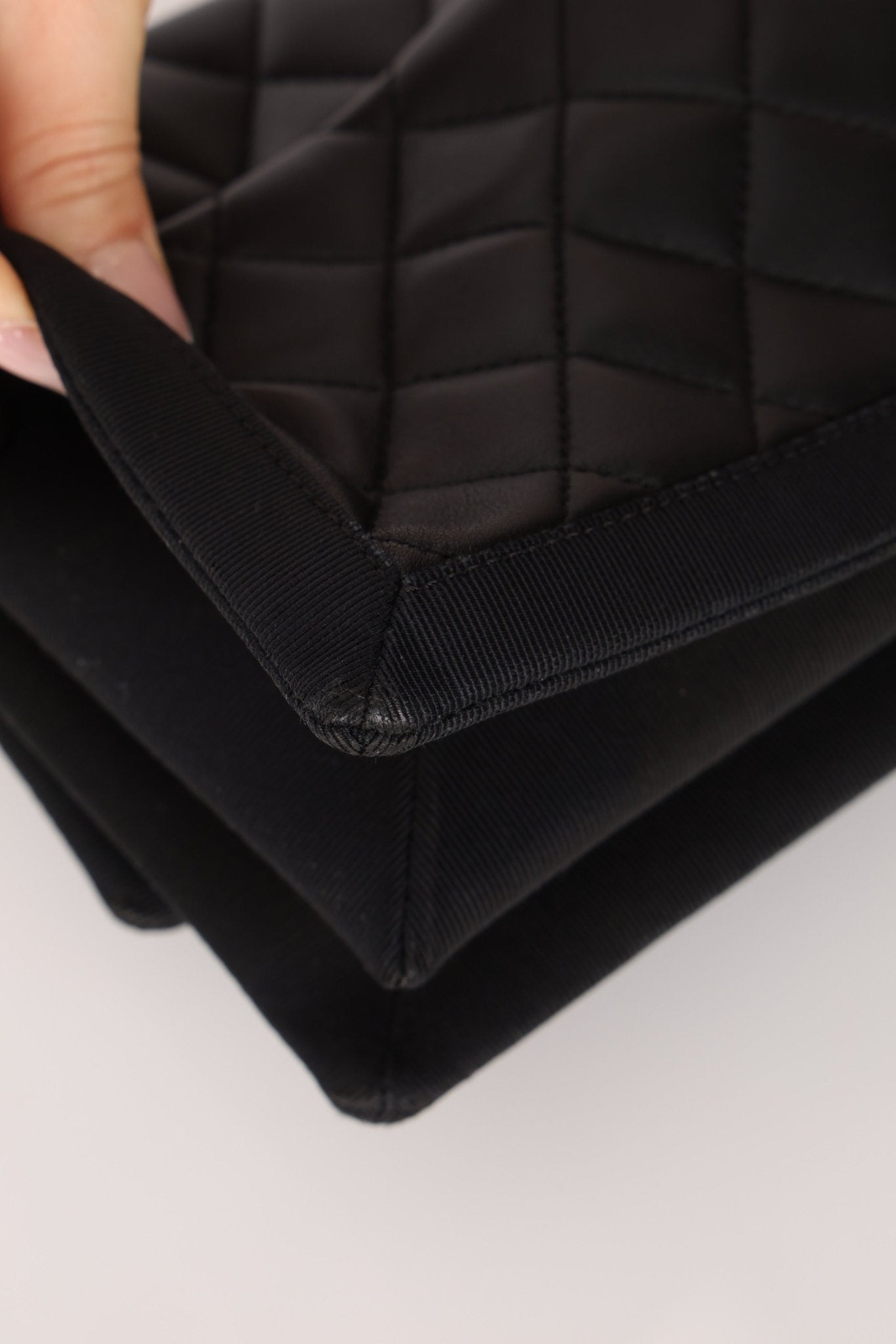 Chanel 2015 So Black Grograin Border Flap Bag - FashioNica