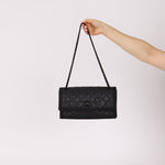 Chanel 2015 So Black Grograin Border Flap Bag - FashioNica