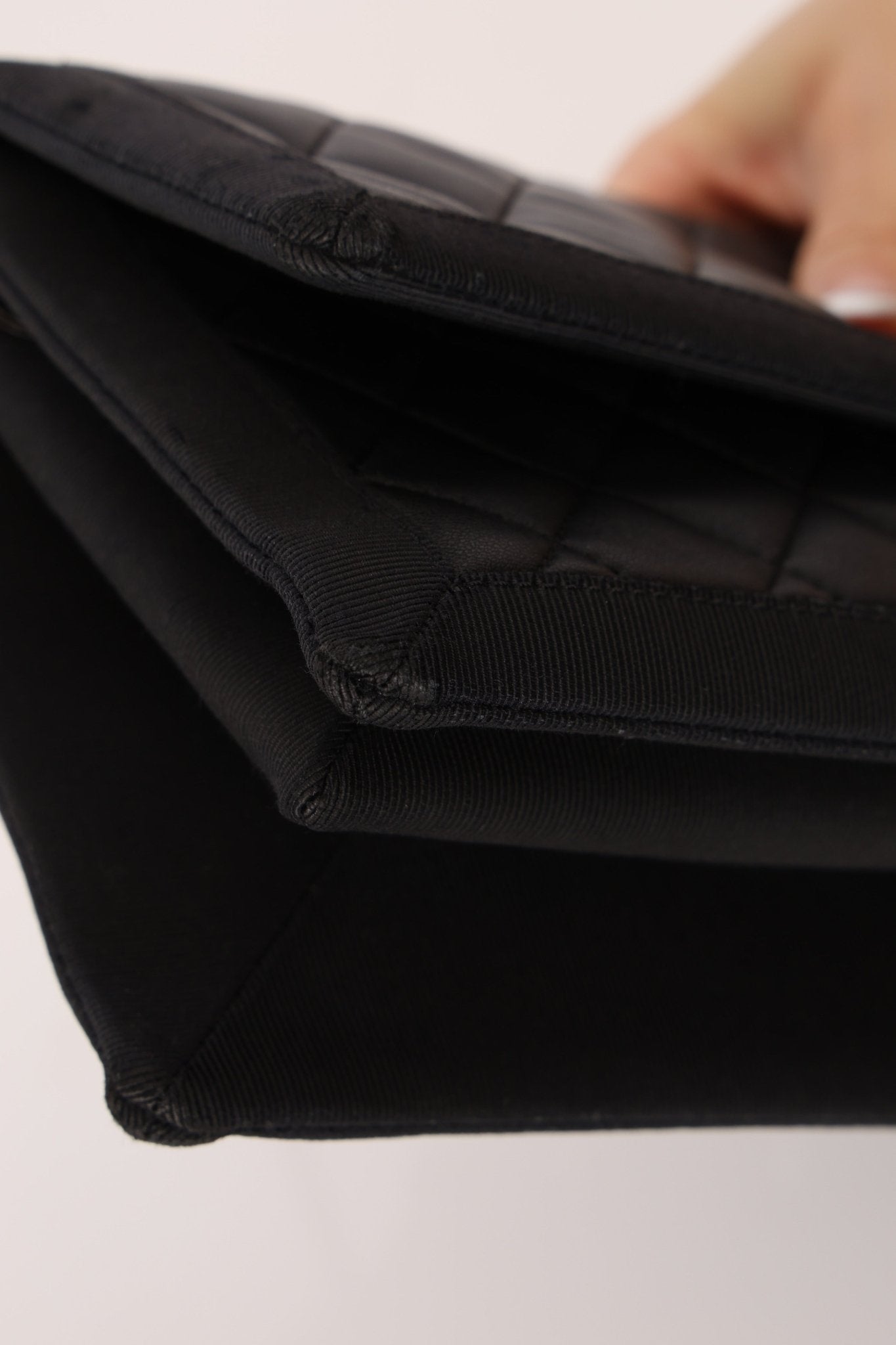 Chanel 2015 So Black Grograin Border Flap Bag - FashioNica