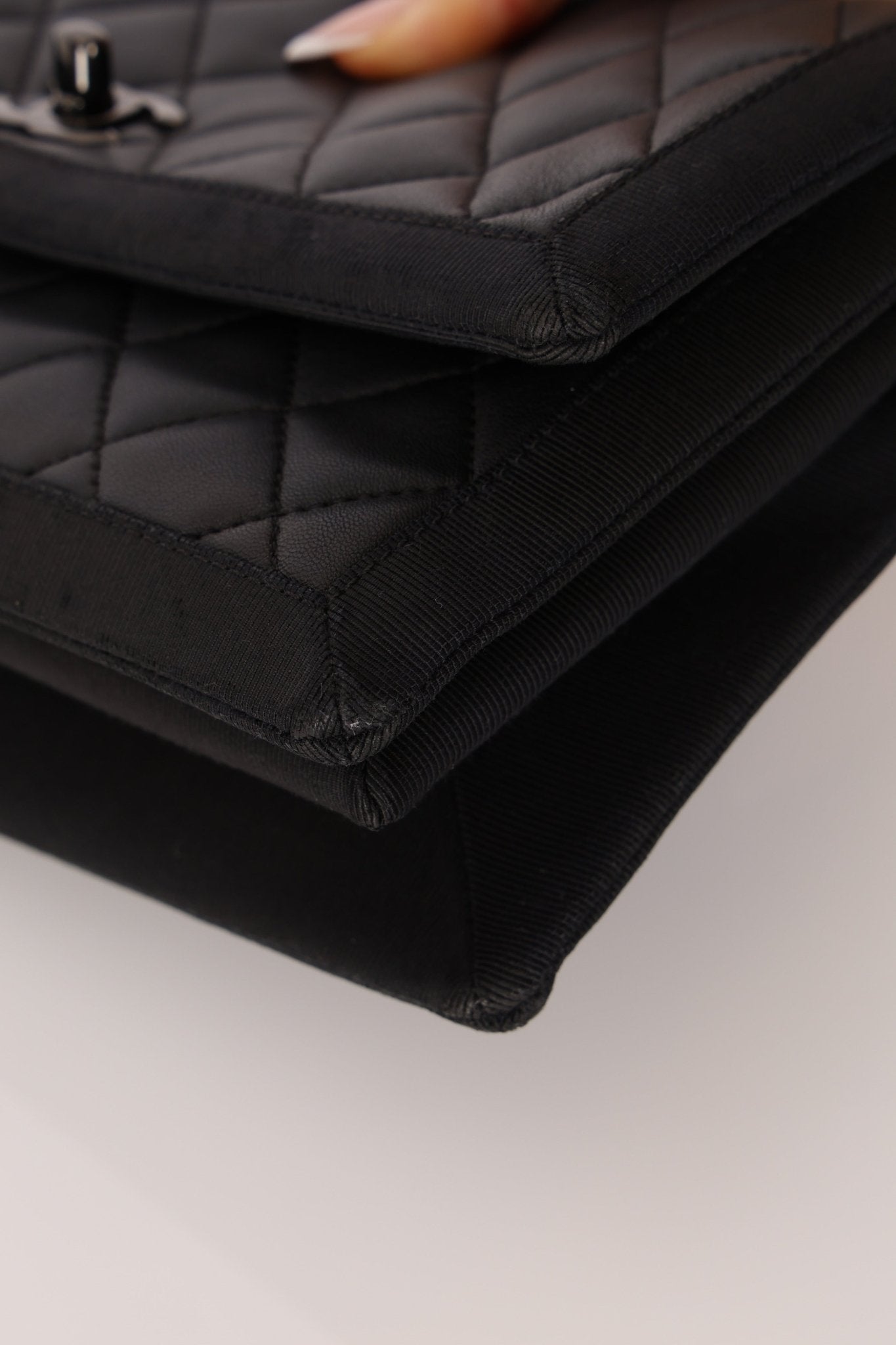 Chanel 2015 So Black Grograin Border Flap Bag - FashioNica