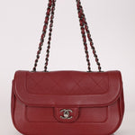 Chanel 2015 Wine Diamond Quilted Caviar Turnlock Rectangle Flap - FashioNica