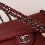 Chanel 2015 Wine Diamond Quilted Caviar Turnlock Rectangle Flap - FashioNica