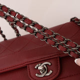 Chanel 2015 Wine Diamond Quilted Caviar Turnlock Rectangle Flap - FashioNica