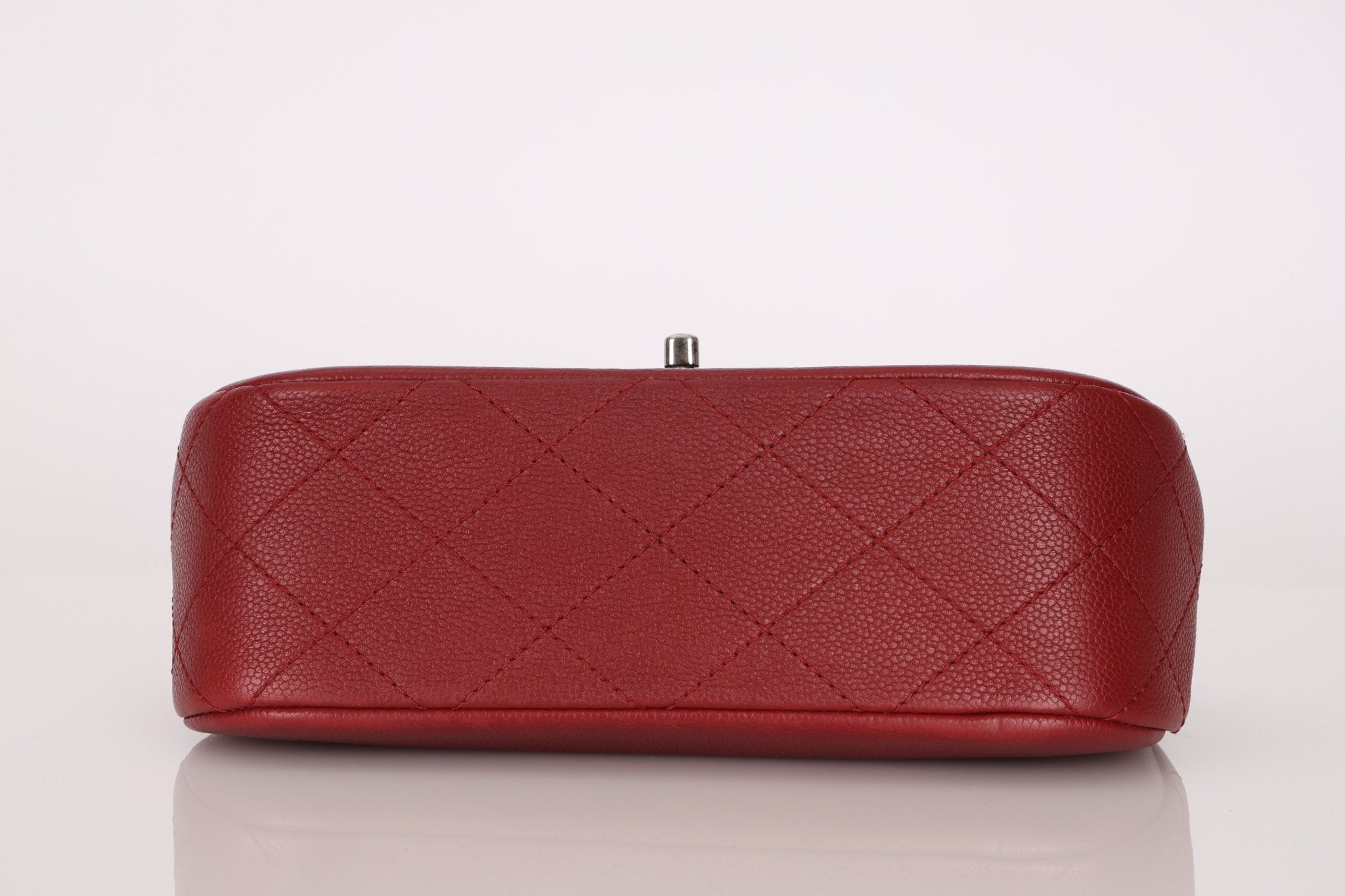Chanel 2015 Wine Diamond Quilted Caviar Turnlock Rectangle Flap - FashioNica