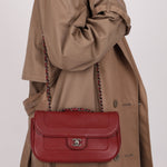 Chanel 2015 Wine Diamond Quilted Caviar Turnlock Rectangle Flap - FashioNica