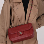 Chanel 2015 Wine Diamond Quilted Caviar Turnlock Rectangle Flap - FashioNica