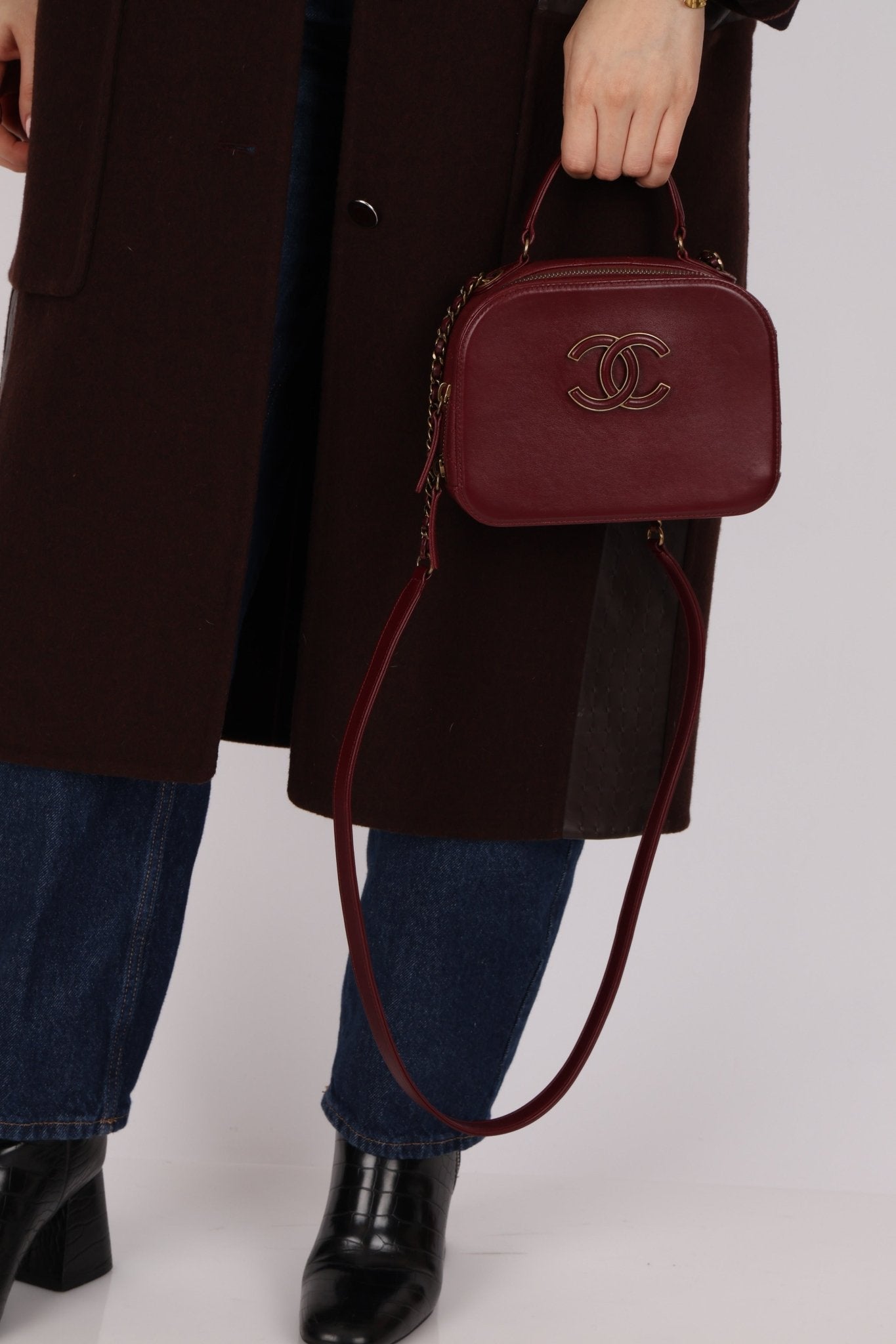 Chanel 2016 Calfskin Coco Curve Burgundy Vanity - FashioNica