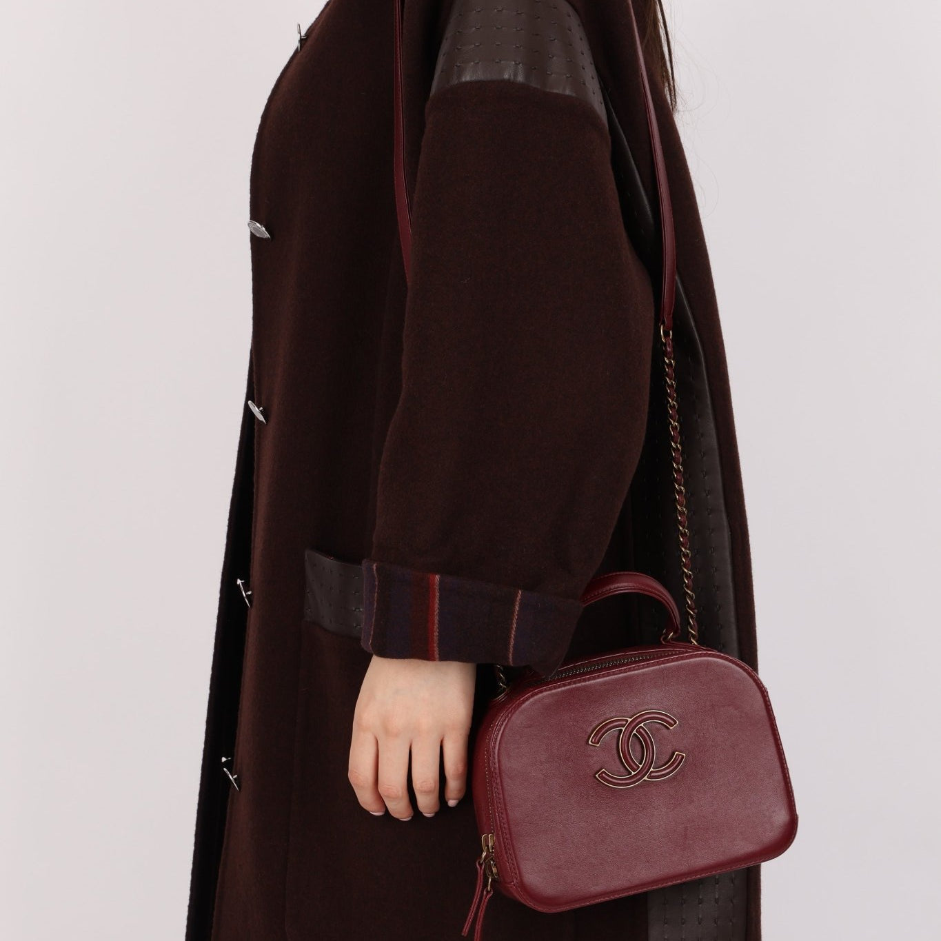 Chanel 2016 Calfskin Coco Curve Burgundy Vanity - FashioNica