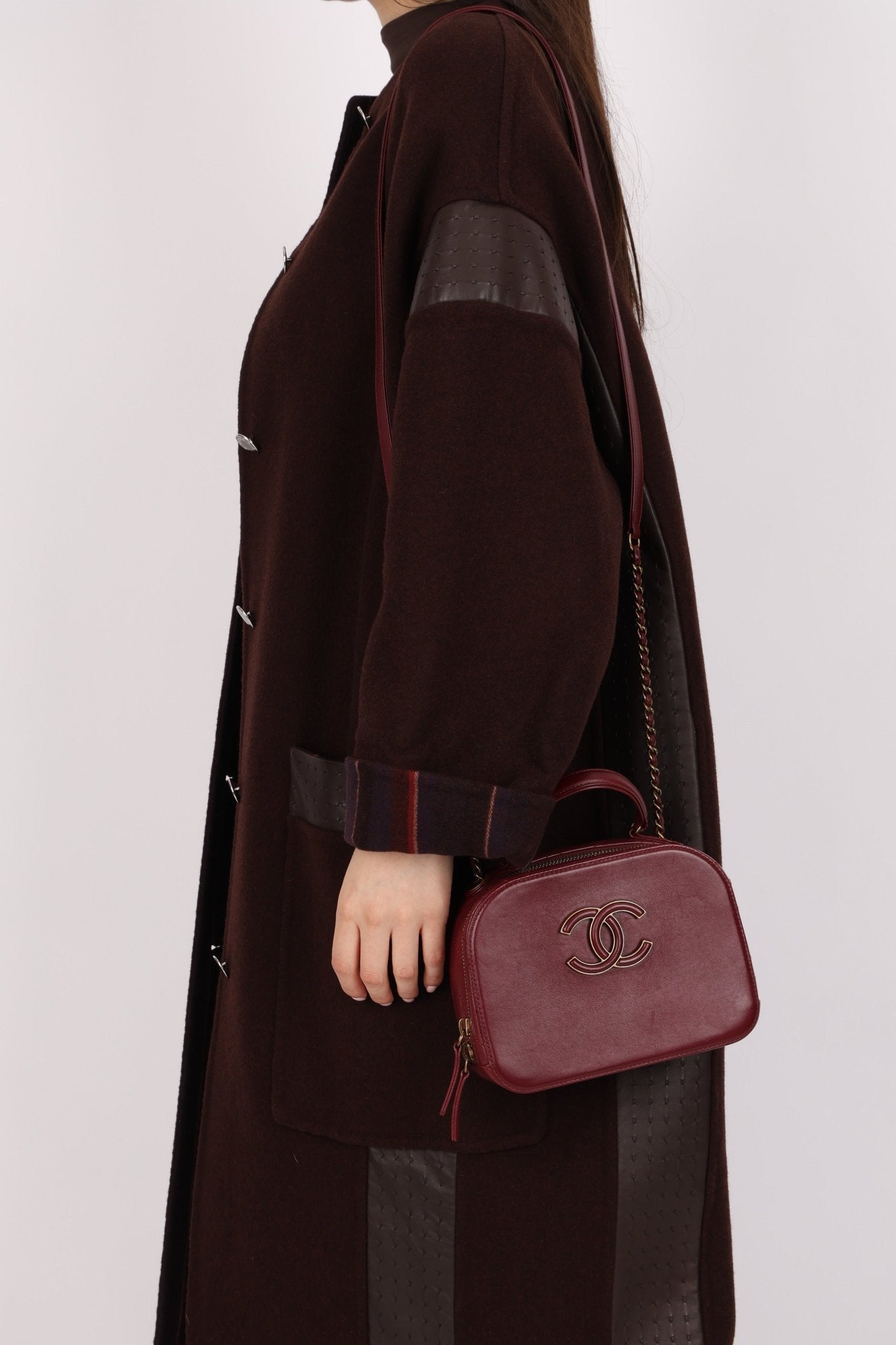 Chanel 2016 Calfskin Coco Curve Burgundy Vanity - FashioNica