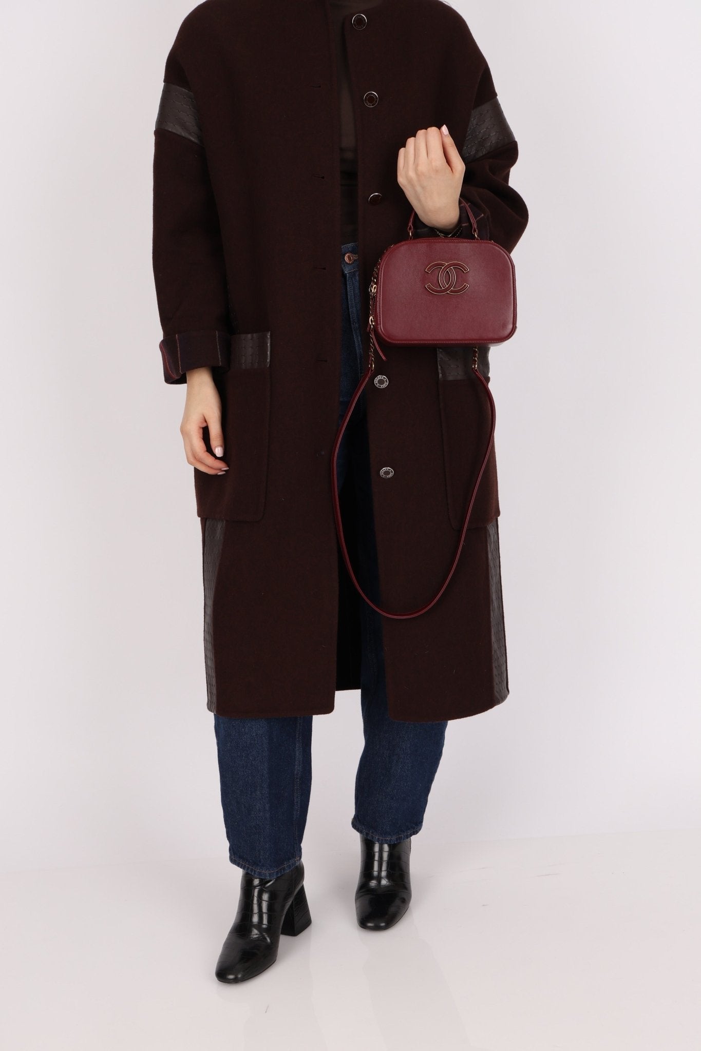 Chanel 2016 Calfskin Coco Curve Burgundy Vanity - FashioNica